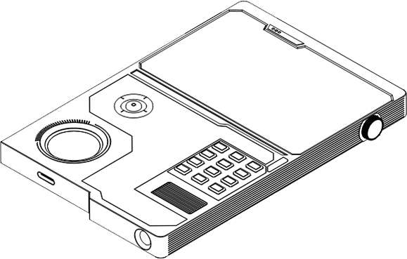 Styled placeholder concept of a 3D electronics enclosure